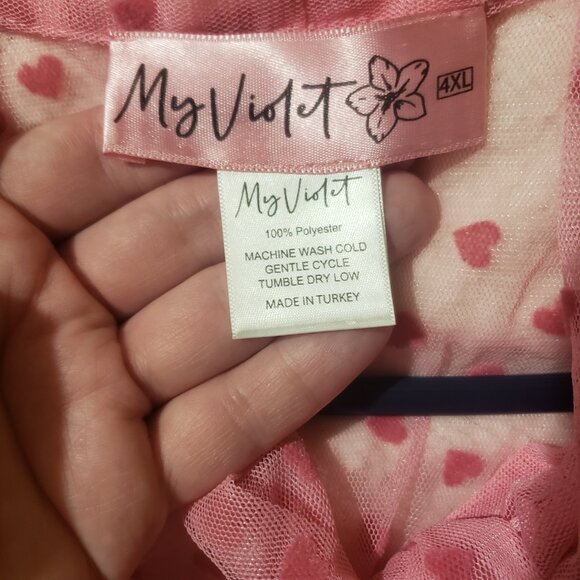 Shop My Violet Pink Red Hearts See Through Tie Neck Top - Picture 4 of 7